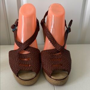 FANYLROBIN 3”HEEL BROWN LEATHER SANDALS (sz 11)